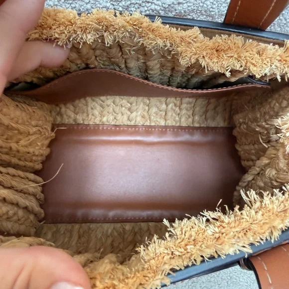 Loewe Dual Gate Satchel in Raffia & Brown Leather - Picture 4 of 8